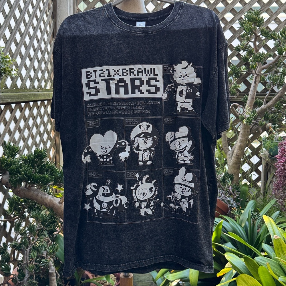 BT21 X BRAWL T-Shirt. Chemical Washed Black Cotton Size Xl
NWOT
